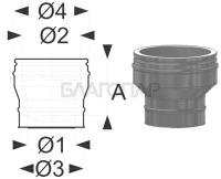 Шидель PERMETER 25 переходник Топка - PM50 1000 мм. д 8b, внутр. 250 мм., внешн. 300 мм., серый