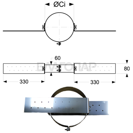 Шидель PERMETER 50 хомут для перекрытий 14, внутр. 300 мм., внешн. 400 мм., серебристый