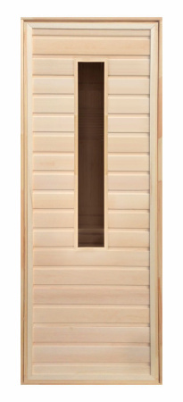 Дверь из липы "Тула" с прямоугольным окошком стеклопакет (1900х700мм)