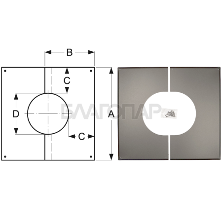 Шидель PERMETER 25 декоративная пластина 0° - 5° 15a, внутр. 200 мм., внешн. 250 мм., серый
