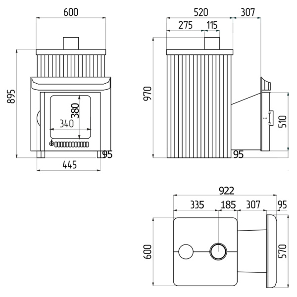 «Ферингер Квадра до 25 м³ змеевик+ Мрамор "Россо Леванте", печь с закрытой каменкой1» – 5