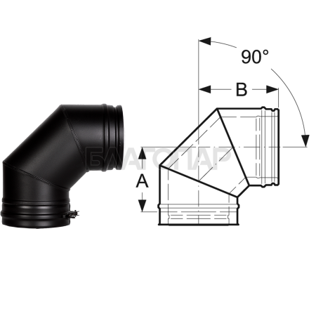 Шидель PERMETER 50 отвод 90° (T450 N1), внутр. 350 мм., внешн. 450 мм., чёрный