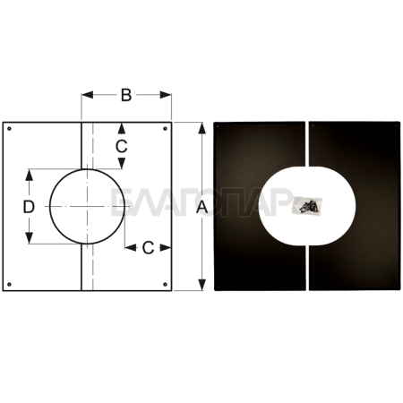 Шидель PERMETER 50 декоративная пластина 0° - 5° 15a, внутр. 150 мм., внешн. 250 мм., чёрный