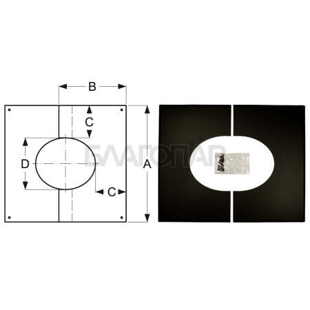 Шидель PERMETER 25 декоративная пластина 35° - 45° 15b, внутр. 300 мм., внешн. 350 мм., чёрный